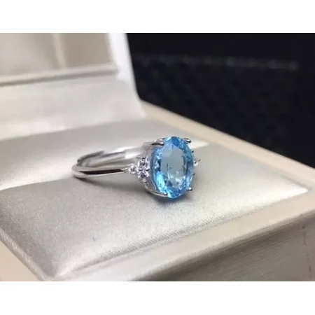 925 Solid Sterling Silver Natural Aquamarine Anniversary Ring Gift Free Ship