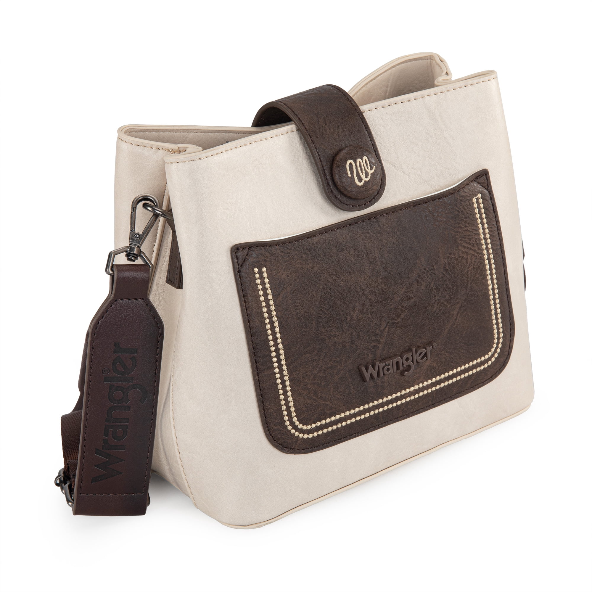 Wrangler Vintage Crossbody Purses for Women Purses and Handbags for Gift 8''H, Beige & Coffee