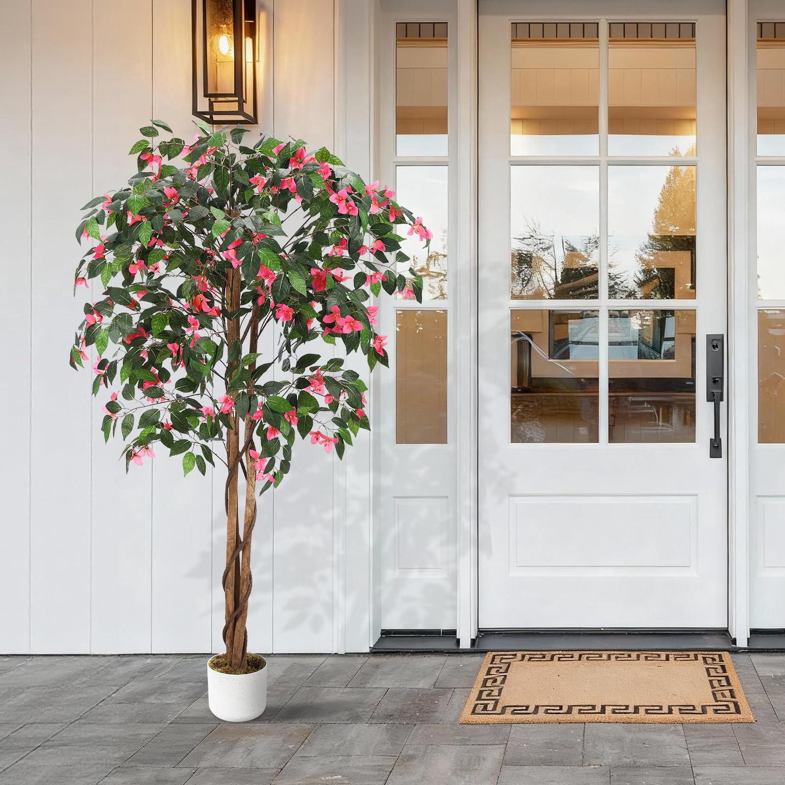 Gaderth Artificial Bougainvillea Tree 6FT, Maintenance-Free Artificial Bougainvillea Plants Indoor & Outdoor, Fake Tree with Silk Flowers in Pot for Home Office Garden Decor