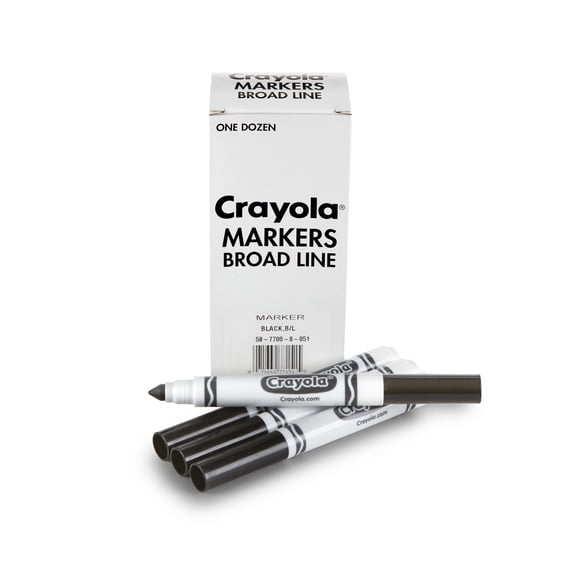 Crayola 12 Count Black Original Bulk Markers Multicolor