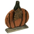 thumbnail image 3 of Northlight Wooden Fall Harvest Pumpkin Decoration with Leaf - 6.25", 3 of 6