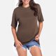 thumbnail image 2 of Camiseta informal holgada lisa para mujer - Manga corta, transpirable, básica para el día a día, 2 of 6