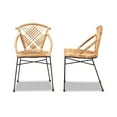 thumbnail image 3 of Baxton Studio Pro Modern Bohemian Natural Brown Rattan and Black Metal 2-Piece Dining Chair Set, 3 of 7