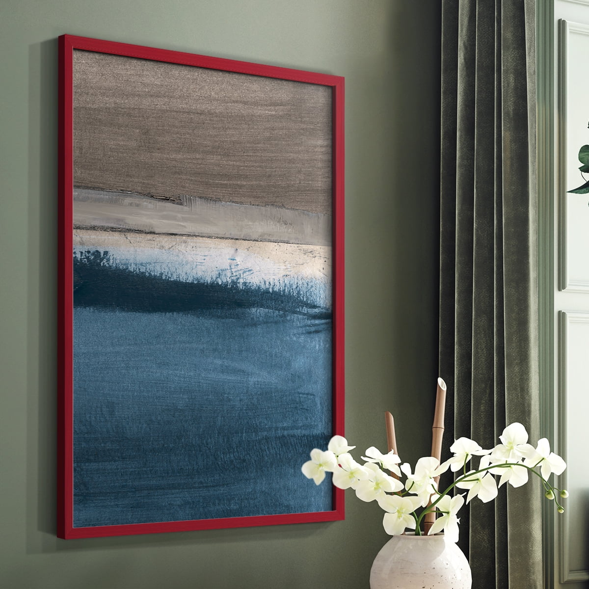 Midnight Sky II in Red Solid Wood 8 x 10 Framed Print