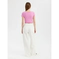 thumbnail image 4 of Round Neck Front Seam Short Sleeve Crop Top, 4 of 5
