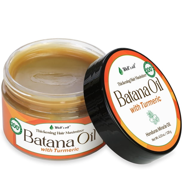 Aceite de Batana Well's Oil con extracto de cúrcuma - Batana orgánica natural y sin refinar de Honduras | Aprobado por el Dr. Sebi | Fortalece, apoya el crecimiento del cabello y mejora la textura (
