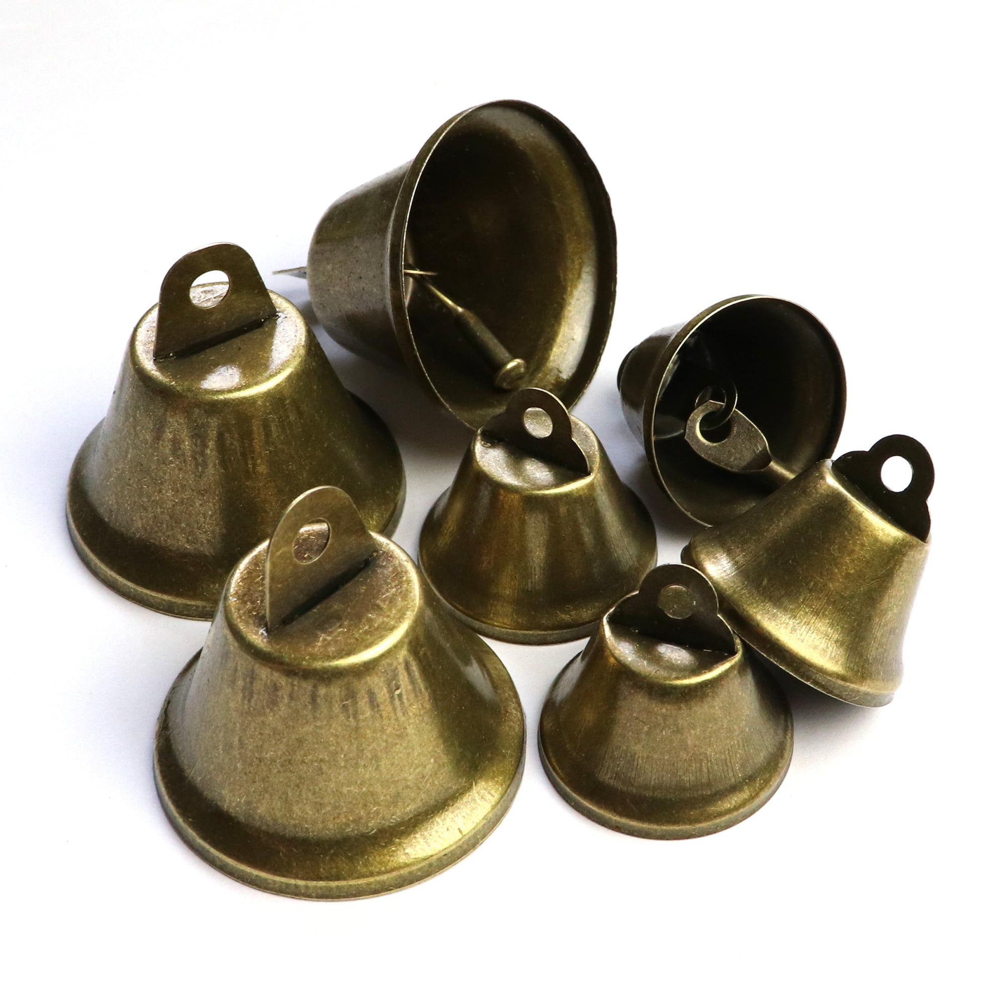 image 0 of Vintage Bronze Jingle Bells Craft Bells 1.5 Inch and 1 Inch for Dog Potty Training, Housebreaking, Wind Chimes, Christmas Bell (25 Pieces)