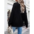 thumbnail image 6 of Hanerdun Women Knit Sweaters Long Sleeve Crew Neck Solid Sweater Pullover Knitwear Black L, 6 of 6