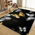 thumbnail image 1 of Washable Area Rug 4x6 ft Luxury Golden Butterfly 3D Print Area Rug for Living Room Bedroom Kids Room Home Decor Carpet, Indoor Non-Slip Floor Rug Mat, Low Pile Rugs, 1 of 7