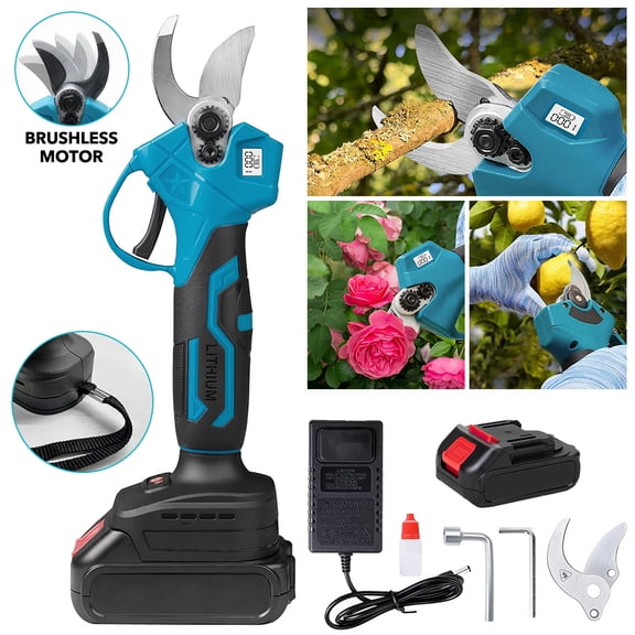 PEPWELL Brushless Electric Pruning Shears - 18V Makita Battery Compatible, 26000RPM Motor 30mm SK5 Blade, 2 Adjustable Levels & LED Display, Double Safety Cordless Garden Orchard Tool