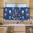 thumbnail image 2 of Yayeee Kitchen Curtains Tier Set of 2 Light Filtering 57"x24" Over Sink Window Panels, Blue Jellyfish, 2 of 7