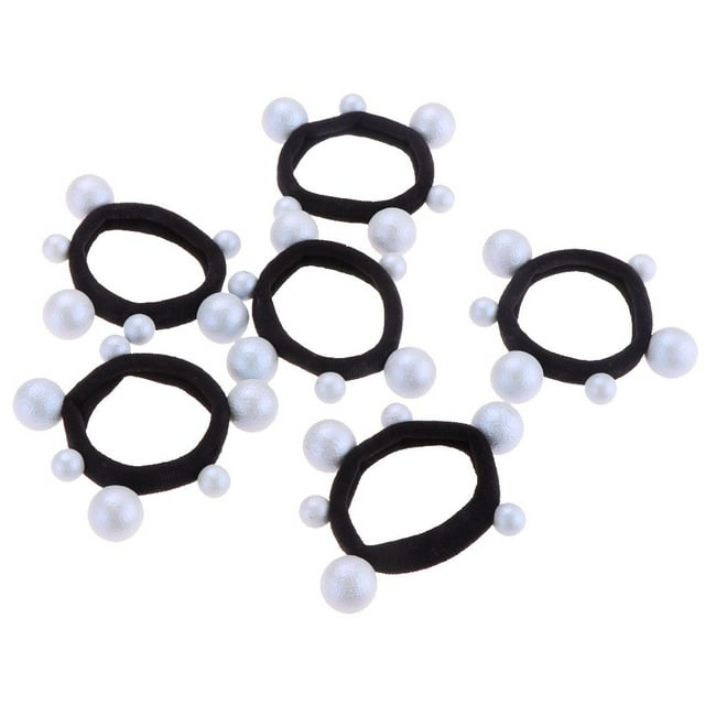 Goma elástica para el cabello con perlas para mujer, color azul claro