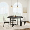 thumbnail image 3 of QinaQin 47 Inch Round Dining Table for 4, Wooden Circle Table with Metal Frame for Kitchen or Apartment, 3 of 12