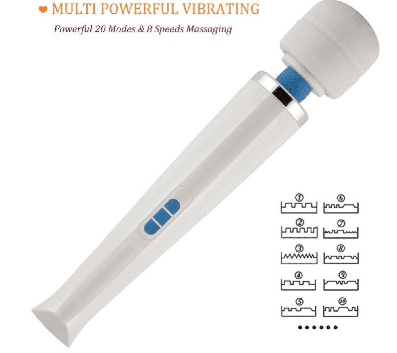 Wand Massager, 20 Vibration Modes and 8 Speeds, Rechargeable, Quiet, Cordless, for Neck Shoulder Back Foot Muscle Body Massage, Sport Recovery White
