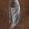 thumbnail image 7 of Stamzod Womens Boho Fringe Faux Suede Skirts 2026 Trendy Casual Slit High Waist Western Cowgirl Long Skirt Gray XXL, 7 of 7