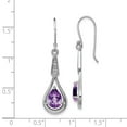 thumbnail image 2 of White Sterling Silver Earring Drop & Dangle Women'S Cubic Zirconia CZ Clear Amethyst Purple 40 mm 11, 2 of 2