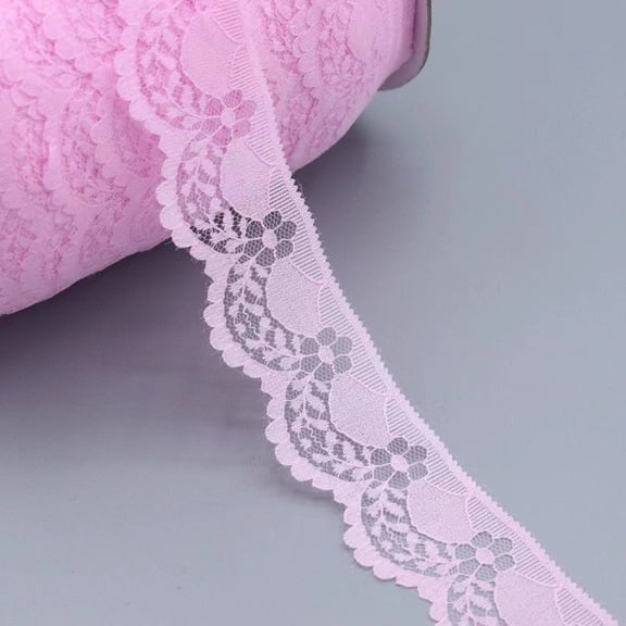 XmhyTop-A 10 Yards Lace Ribbon Roll 4cm Wide Craft Lace Trim for Wedding Bouquets, Gift Packaging, Sewing DIY Projects,Light Pink