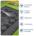 thumbnail image 4 of HIWEAVER 9'x 18' Black/Gray Outdoor Rug Garden Decor Geometric Floral Carpet Plastic Straw Waterproof Patio Area Rug for Balcony Deck Picnic Portable Camping Mat, 4 of 6