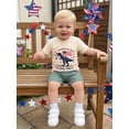 thumbnail image 4 of BemeyourBBs Toddler Baby Boy 4th of July Outfit Baby Boys Patriot Independent Day Summer Clothes Dinosaur American Flag Short Sleeve T-shirt and Pockets Shorts 2 Piece Set, 4 of 9