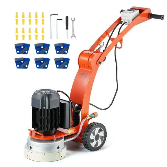 VEVOR Electric Concrete Floor Grinder 10" Walk-Behind Grinder 1.7HP Concrete Floor Polisher, 1300W Grinding Machine, 1720RPM Upgrade Brushless Motor Surfacing Grinder for Granite/Marble/Stones