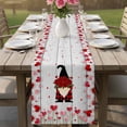 thumbnail image 4 of Red Gnomes Valentine's Day Table Runner 72 Inches, Love Heart Roses Vintage Bed Runner Dresser Scarves Tabletop for Indoor Outdoor Parties/Ceremony/Banquet, 14" x 72", 4 of 8