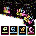 thumbnail image 3 of 4 Pack Glow Party Tablecloth Supplies - Glow Neon Plastic Birthday Table Covers Black Light Table Cloth Let's Glow Tablecloths for Glow in The Dark Birthday Party Decorations, 51"x86.6", 3 of 8