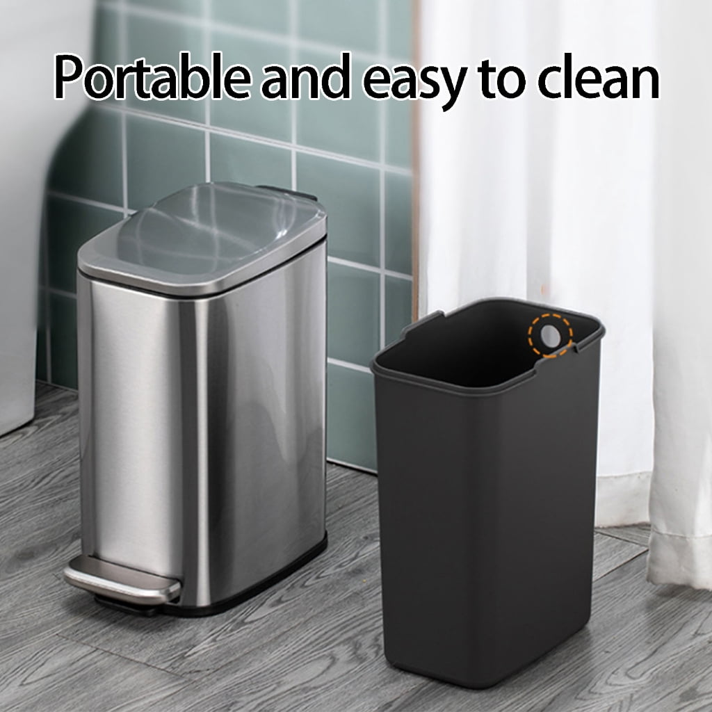 Stainless Steel Rectangular Trash Can 6L Bathroom Waste Bin with Odor Control Seal Lid Slip Resistant Base Home Supply