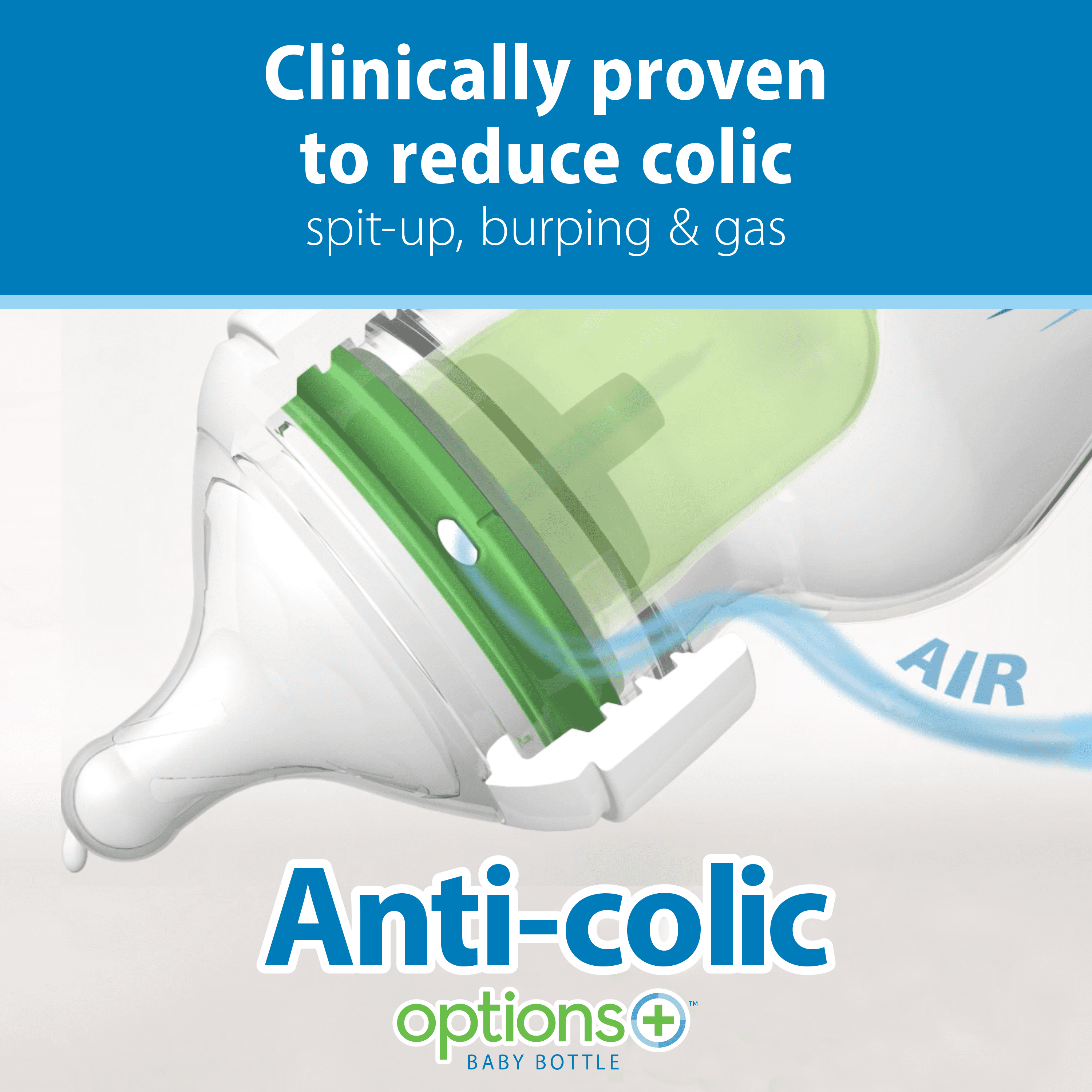 Dr. Brown's Natural Flow Anti-Colic Options+ Wide-Neck Baby Bottle, 9oz, Plus Spouts, 0m+, 6 Pack