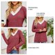 thumbnail image 2 of Top de otoño con cuello en V y empalme de encaje para mujer Top básico de manga larga holgado para mujer Camiseta de manga larga con cuello en V para mujer Top básico holgado ANGGREK  Otros, 2 of 7