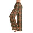 thumbnail image 2 of Pajama Pants with Drawstring Elastic Waist, Plaid Print Sleepwear, Comfortable Straight Leg Loose Lounge Pants for Women, Versatile for Home,Saffron,2XL, 2 of 4