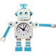 thumbnail image 3 of Reloj despertador robot, reloj despertador silencioso de metal inoxidable con ojos iluminados intermitentes y brazo giratorio, regalo para niños (blanco azul) Rojo Verde, 3 of 5
