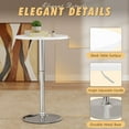 thumbnail image 5 of Homall 2 Pieces Bar Table Height Adjustable Bistro Pub Table Cocktail Round Table with Metal Base, White/Sliver, 5 of 7