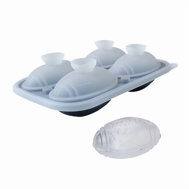 Molde grande de silicona ovalado for bolas de hielo, máquina for hacer cubitos de hielo de fácil liberación con 4 orificios, con tapa y embudo