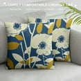 thumbnail image 3 of Fenyluxe Navy Blue Yellow Floral Pillow Covers Spring Boho Rustic Art Flower Decorative Throw Pillow Cases Outdoor Farmhouse Decor for Sofa Couch Bed 20x20in, 3 of 5
