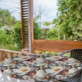thumbnail image 2 of Ambesonne Floral Fitted Round Tablecloth, Flowers Garden Nature Print, 56"- 60" Diameter, Dark Mauve and Marigold, 2 of 5