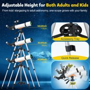Telescope for Adults and Kids Beginners -500mm Astronomical Refracting Telescope with Carry Bag, Phone Adapter 20-150X High Powered