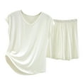 thumbnail image 2 of Aqestyerly Women's Two-Piece Set Solid Color Short Sleeve Top and Shorts Casual Summer Outfit HWRETIE, 2 of 3