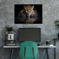 thumbnail image 4 of Mudket Leopard Reflection Black Background Canvas Wall Art, Modern Minimalist Wall Pictures for Living Room Print for Entryway Foyer Home Decor, Framed Ready to Hang - 12"L x 8"W, 4 of 9
