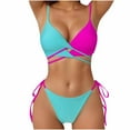 thumbnail image 2 of UPPADA Women High Cut Bikini Sets String Swimsuit Two Piece Underwire Bathing Suit Cut Out Cute Swimwear String Bikini Set Tie Side Halter Swimsuits Summer 2 Piece Bikini Bathing Suit Hot Pink,L, 2 of 4