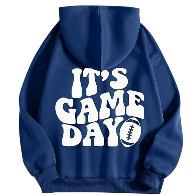 WEAIXIMIUNG Sweatshirts pour Femmes Tendance Graphiques à Capuche Pull Automne et Hiver Mode Ample Imprimé Rugby Sweat à Capuche