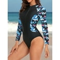 thumbnail image 3 of Women's One Piece Rashguard Swimsuit Zip Front Surfing Shirt Sun Protection, 3 of 6
