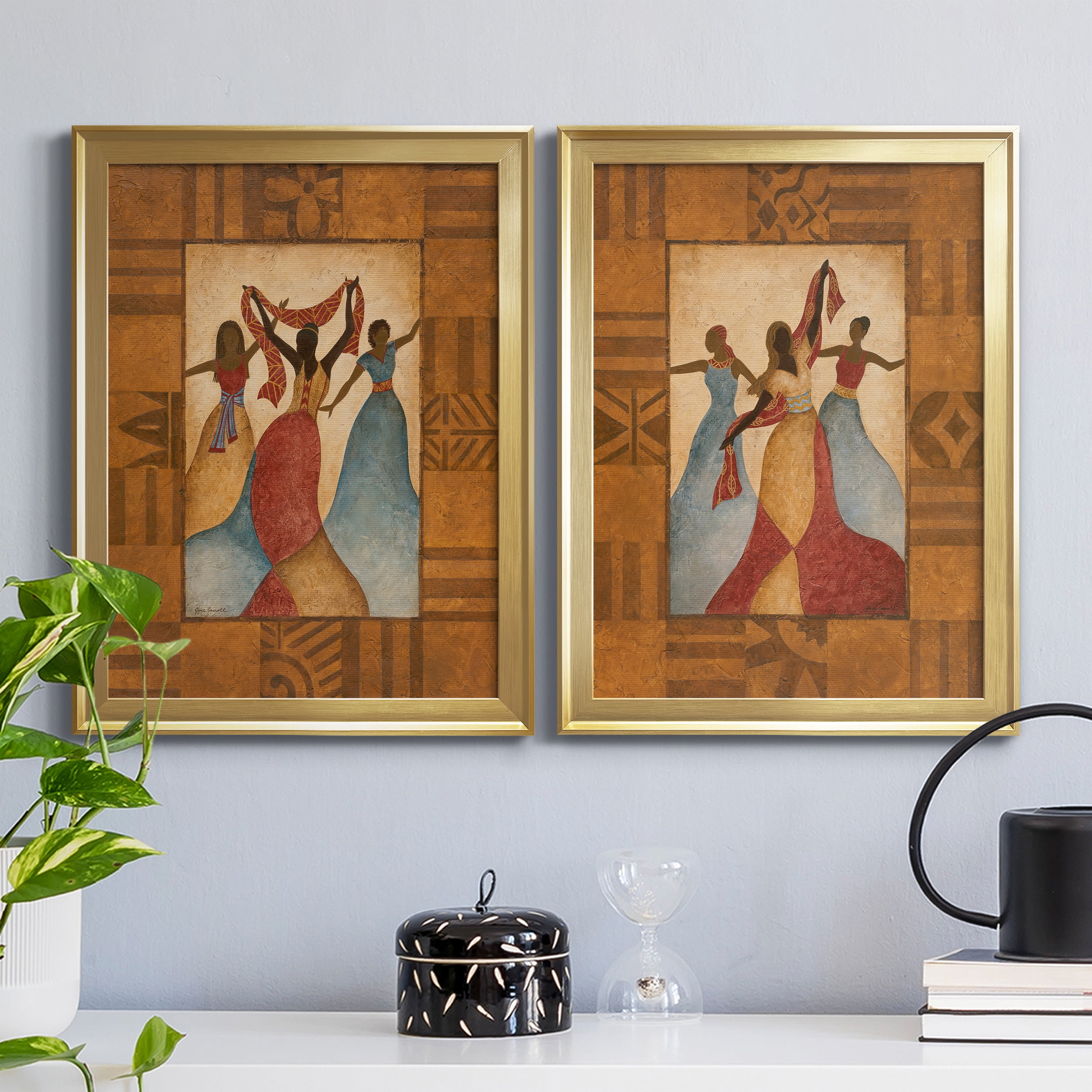2 Piece Set Rhythm Premium Framed Canvas - Ready to Hang - 22.5 x 30.5 Each - Gold Frame