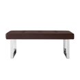 thumbnail image 3 of Britta Brown/Chrome PU Leather Bench - Button Tufted, Chrome Square Legs, 3 of 8
