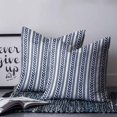 thumbnail image 2 of 24x24 Pillow Covers Set of 2, Navy Blue Botanical Square Throw Pillow Covers for Couch/Sofa/Living Room, Modern Farmhouse Striped Decorative Soft Pillowcases for Couch Throw Pillows, 2 of 7