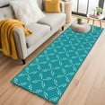 thumbnail image 3 of 2x6 Kitchen Runner Rug, Teal Morocco Non-Skid Rubber Backing Large Rectangle Rugs - Living Room Bedroom Home Office, Geometric Leaf Diamond Lattice Abstract Indoor Floor Mat Carpets Washable Rug, 3 of 9