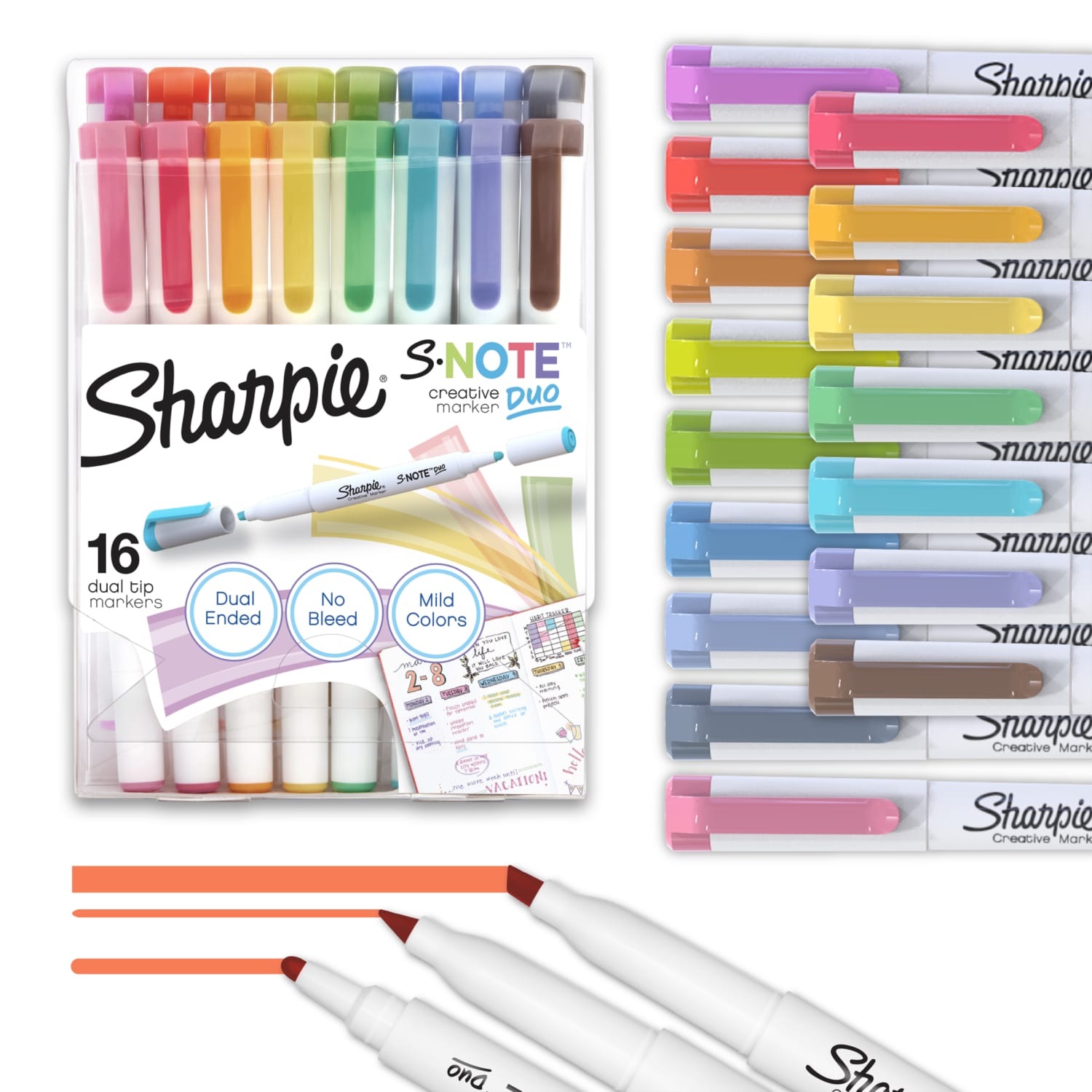 Sharpie S-Note Duo Dual-Ended Markers, 16 Count