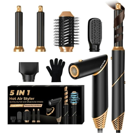 5 in 1 Blow Dryer Brush,Hair Dryer Brush with Detachable Air Styler,Negative Ionic Magic Hair Styler,Hot Air Brush for Women Volumizer,Straightener,Drying