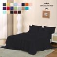 thumbnail image 2 of 100% Pima Cotton California-King Size 4-PCs Sheet Set (Stripe, Black) Fits 10-12" Deep Pocket, 600 Series Sateen Weave, 2 of 5