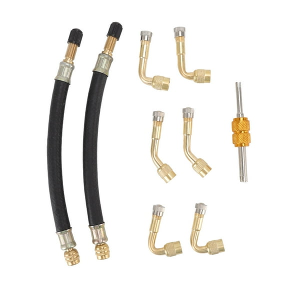 Tire Valve Stem Extenders, 9pcs Flexible Tyre Dually Valve Adaptor Metal Sturdy Brass 45 Degree 90 Degree 135 Degree For Trailer For Car Truck