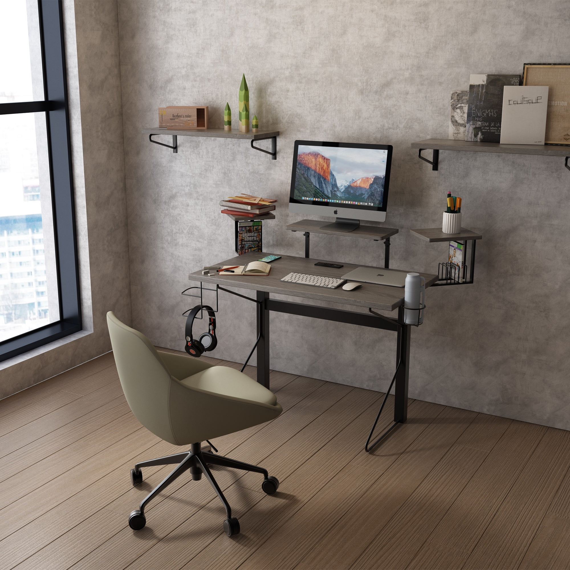 Jamesdar Core Computer And Gaming Desk, Black And Gray Finish Walmart